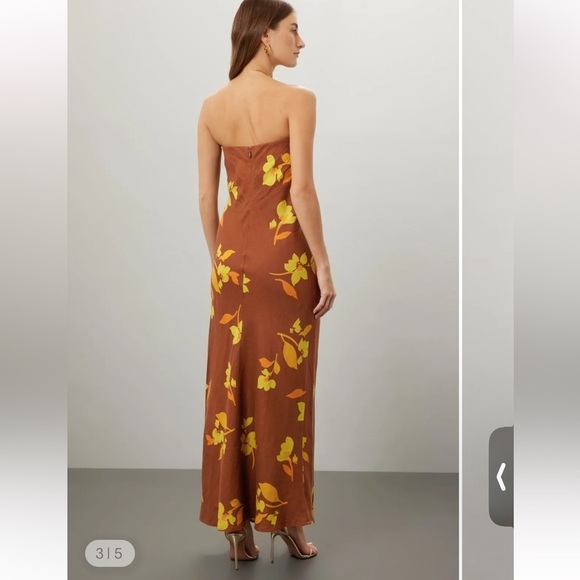 Soleil Soleil Strapless Floral Brown Dress - Picture 4 of 15